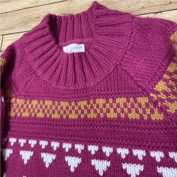 UNIVERSAL THREAD Crop Sweater Women Magenta Knit Mock Neck Gran Fair Isle L Geo - Picture 11 of 16